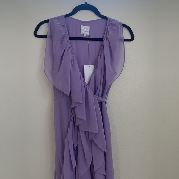 Misa Los Angeles Liliac Ilune Wrap dress ruffle tiered sleeveless midi S NWT - Picture 6 of 12